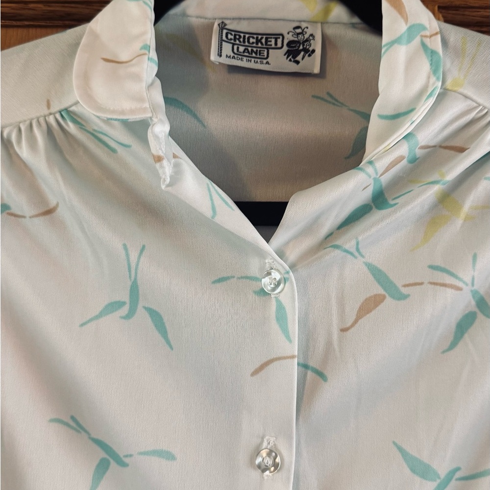 Vintage Patterned Button-Up Blouse - image 2